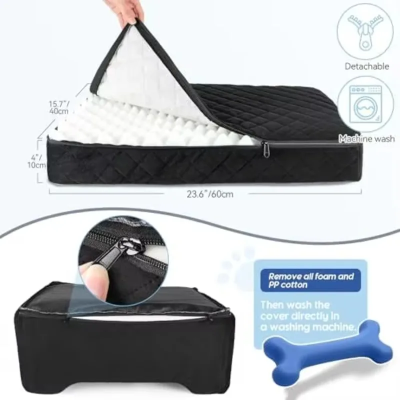 Black Multi-Purpose Dog Car Seat Booster Travel Pet Bed Sofa for Medium/Large Dogs 50lbs Removable Wash 2 Puppies
