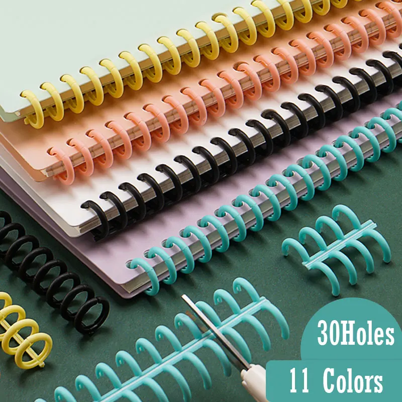 5pcs 30-Holes Loose Leaf Binders Color Ring Binding for DIY Paper Notebook Album Diary Stationery Office School Supplies