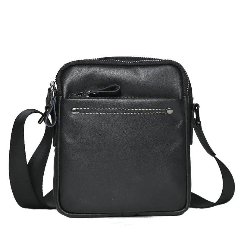 Genuine Leather Men's Shoulder Bag, Fashionable Top Layer Cowhide Crossbody Bag, Trendy Vertical Men's Bag Mobile Phone Bag