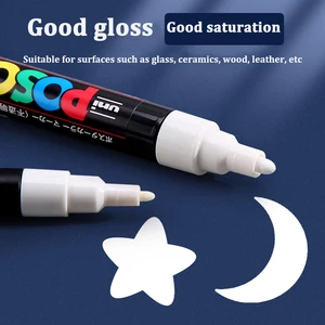 UNI-POSCA White Markers, waterproof, permanent painting pen, pop poster, advertising art supplies, pc-1m, 3m, 5m 11 Main Sales Pena Pen - №4