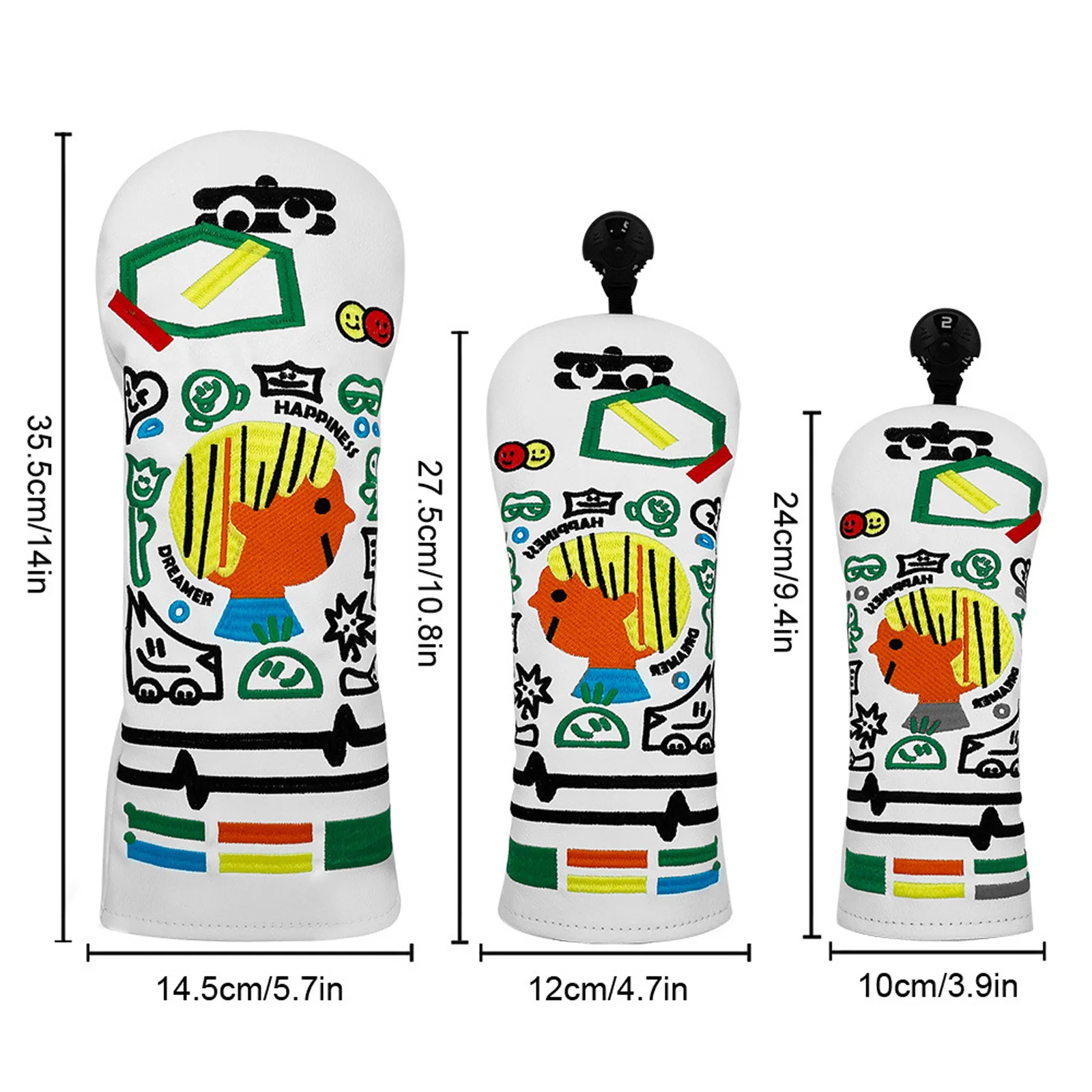 Creative Embroidery Golf Club Head Cover 1 3 5 UT Club Protectors PU Leather Headcover with Velvet Lining