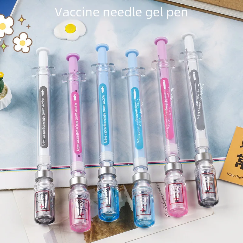 Korean Vaccine Pen Needle Gel Pen Realistic Syringe Needle Gel Pen Student Stationery 0.5mm Water Pen Glass pen