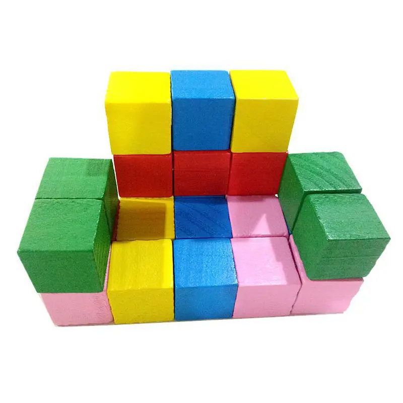 2cm Children Kids Wooden Building Blocks Square Math Teaching Tool Toy Colorful