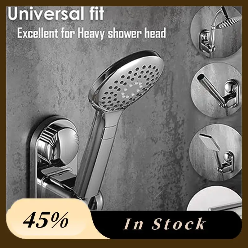 

2 Wall Mounted Shower Brackets Bathroom Adjustable Suction Cup Holder Shower Head Shower Base 5 Angles Adjustable Silver Durable