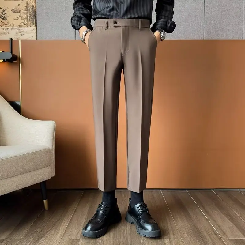 

Мужские повседневные прямые брюки, драпированные эластичные брюки против морщин, молодежные осенние сезонные корейские брюки Nine-Five