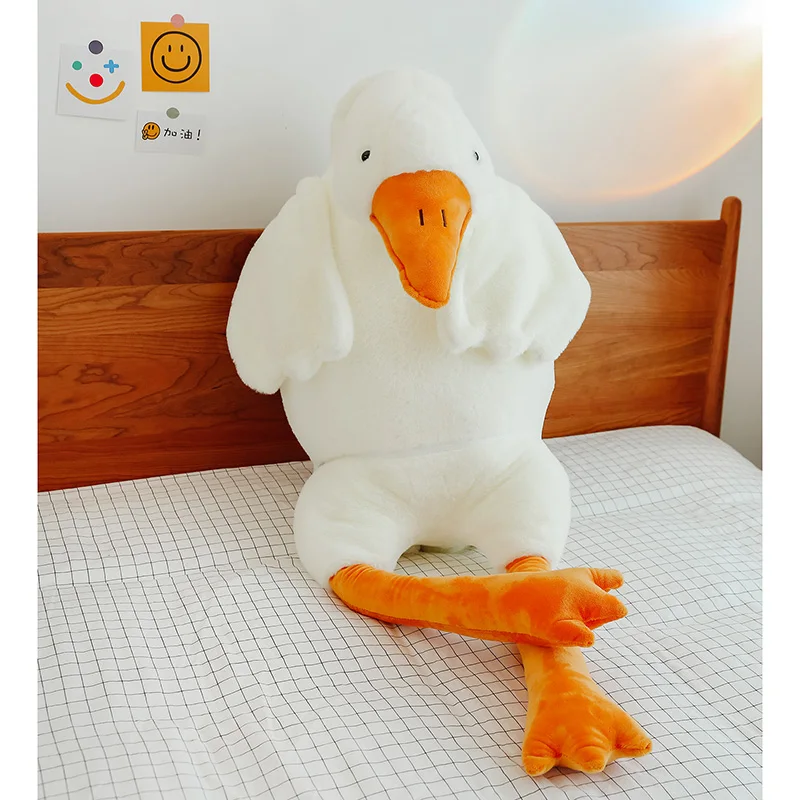 Almohada de felpa de ganso blanco para niña, muñeco grande de 90-190cm para dormir en la cama, regalo de cumpleaños, Envío Gratis