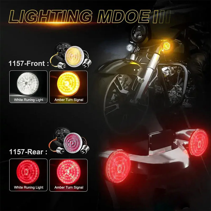 1157 Led-Richtingaanwijzer Front-Lopend Licht 2 "Bullet-Stijl Voor Touring Road King Street Electra Glijd 1997-2024