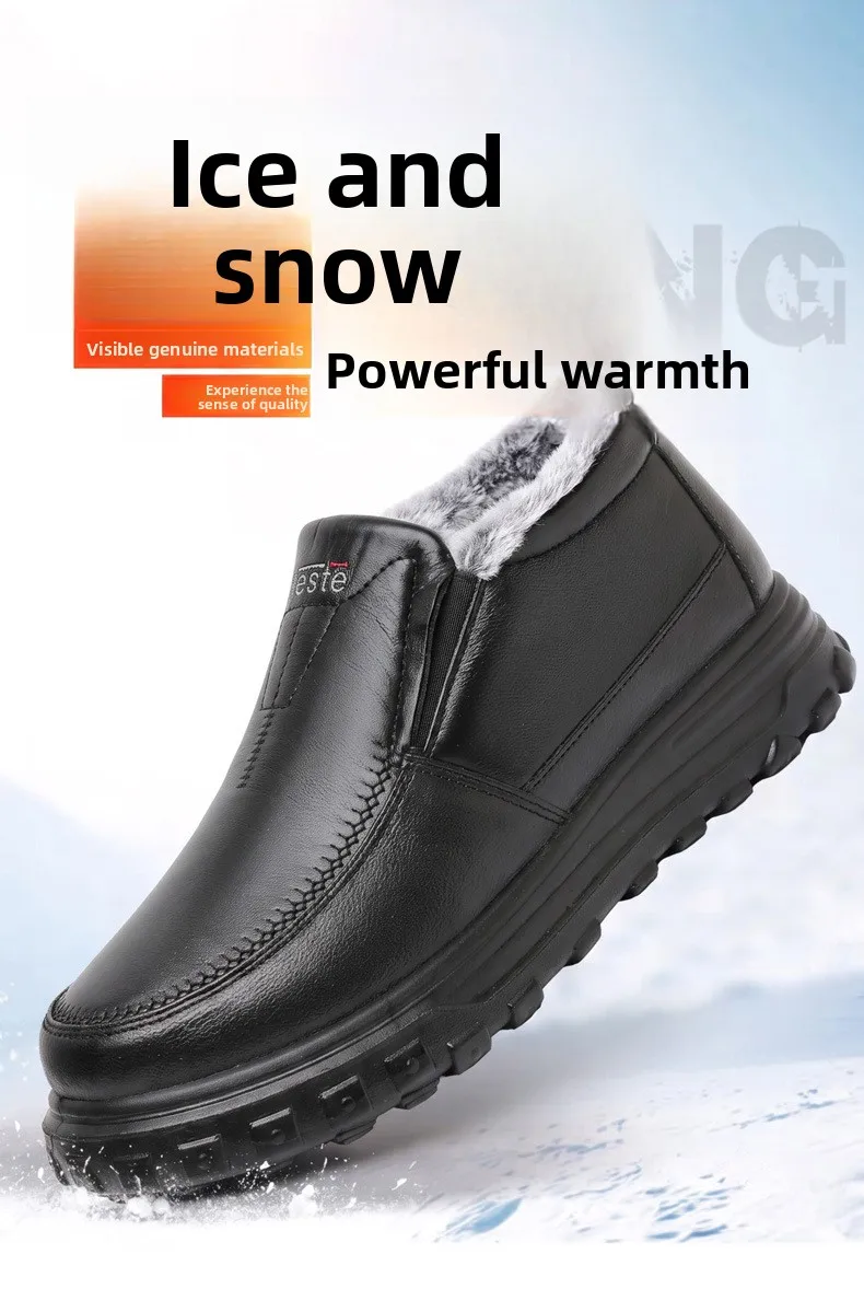 Herren Winter Slip-On Schuhe Wasserdicht Dick Plüsch Gefüttert Warme Casual Loafer Rutschfeste Plattform Schneestiefel – Detail 6