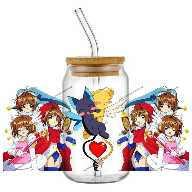 Japan Anime Variety Sakura Theme 16oz cup wrap DIY Decals 3D transfers printing uvdtf tumbler seal stickers Home decoration
