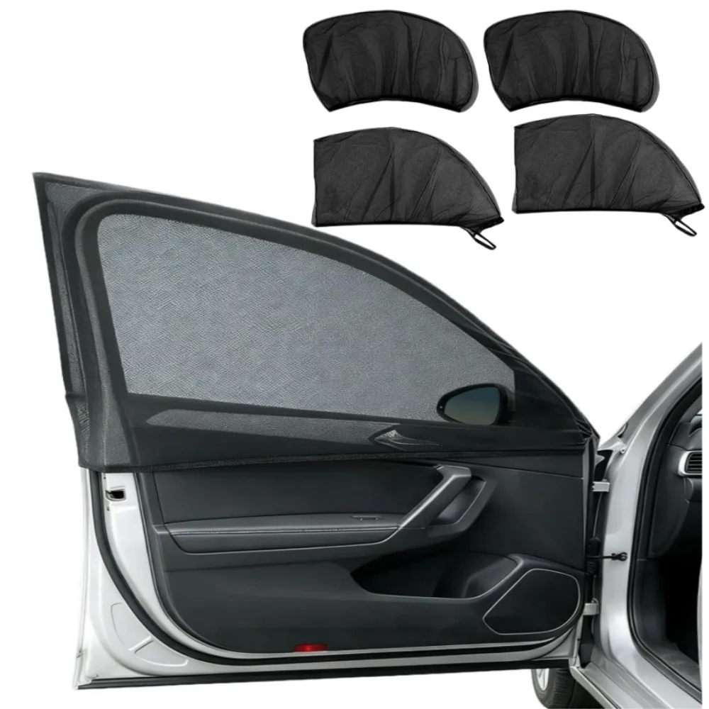 2/4pcs Car Window Shade Breathable UV Protective Universal Insulated Screen Window Sunscreen Anti-mosquito Car Window Sunshade