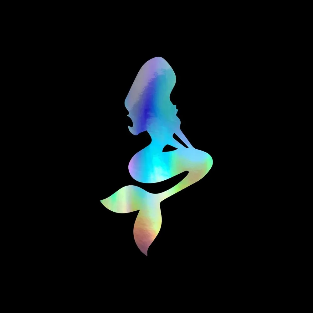 

1 шт. 2D плоская наклейка с русалкой, голографическая водонепроницаемая виниловая наклейка, милый морской дизайн для мотоциклетного шлема, автомобильного окна и ноутбука