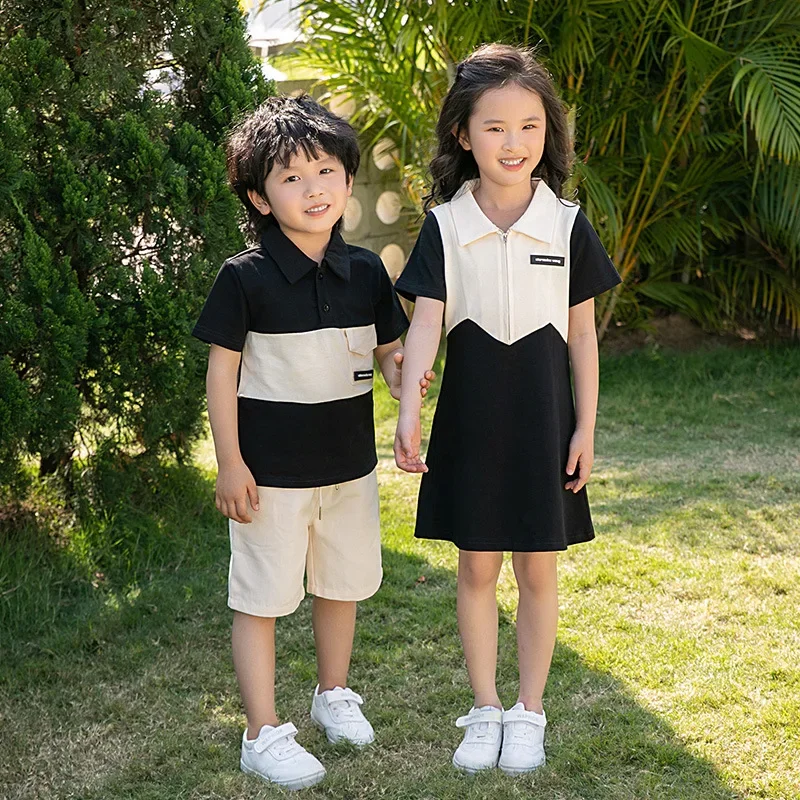 2024 Summer Matching Family Clothes Parent-child Outfit Mom and Daughter Dress Korean Dad and Son Tops + Shorts Two Piece Sets