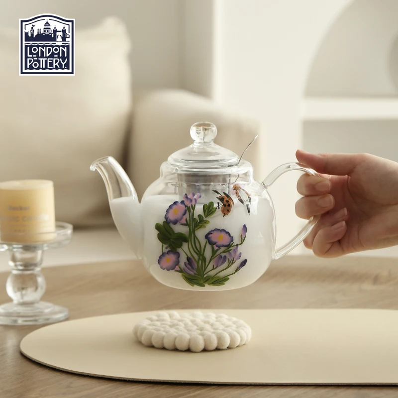 

London Pottery 700ML teapot glass matcha set tea pot tetra tea infuser kettle tea maker coffeeware for girlfriend with strainer