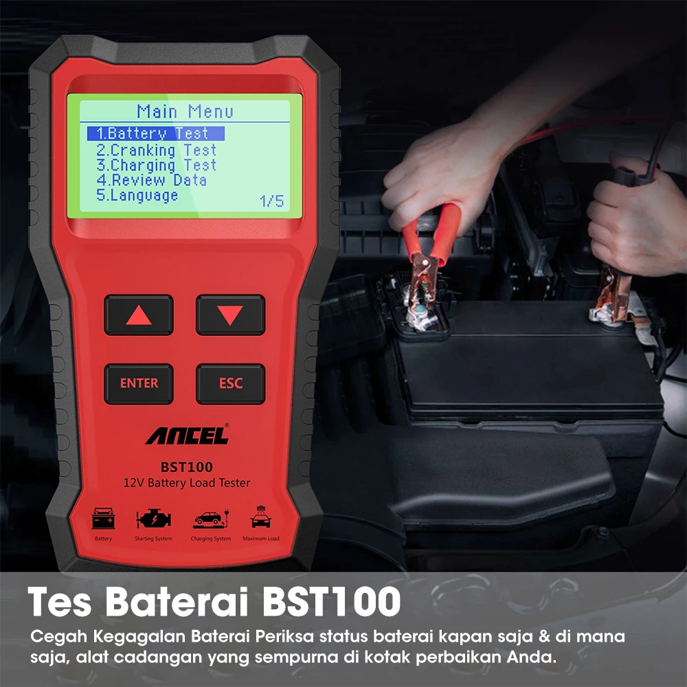 ANCEL BST100 12V Car Battery Tester 100-2000 CCA Load Tester Digital Automotive Alternator Battery Analyzer Charging Cranking