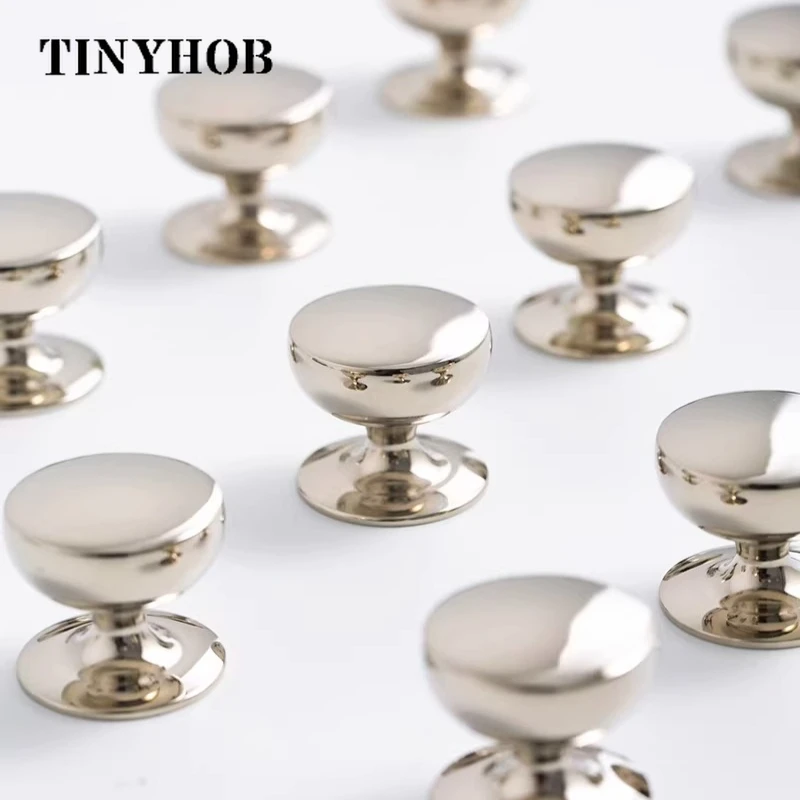 Tinyhob Premium Brass Electroplated Mini Furniture Knobs Single Hole Bright Nickel Cabinet Door Pulls Hardware