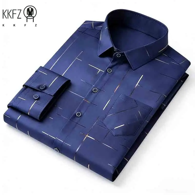 2026 New Arrival Men's Dress Shirt Wrinkle-Resistant Geometric Pattern Office Work Formal Top