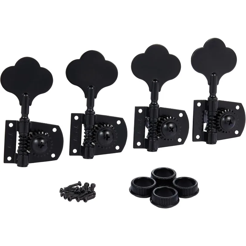 KAISH Black Cloverleaf Bass Tuning Machines Keys for Standard Highway One, Jazz J Bass & Precision P Bass Replacement