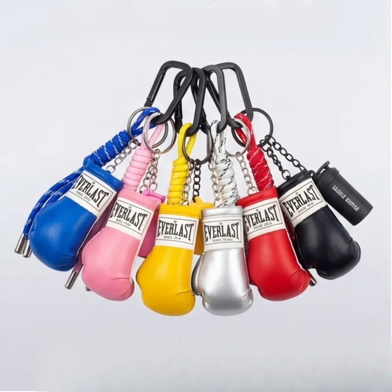 Novo Chaveiro de Halteres e Kettlebells para Fitness - Chaveiro de Luva de Boxe em Couro, Mini Charm Fofo para Amantes de Academia, Acessório para Carro/Bolsa/Carteira