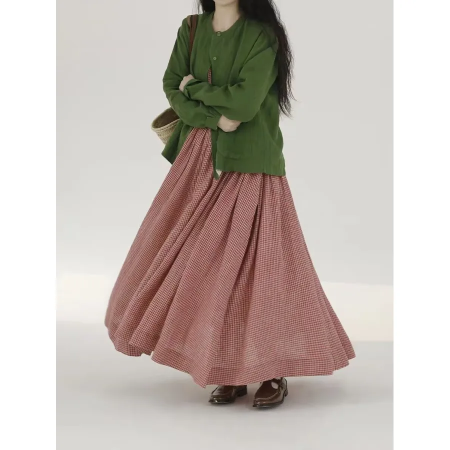 

Spring Craft Pure Linen Green Single Button Short Coat Women's Open Cardigan Style Autumn Fashion Ladies' Shirt