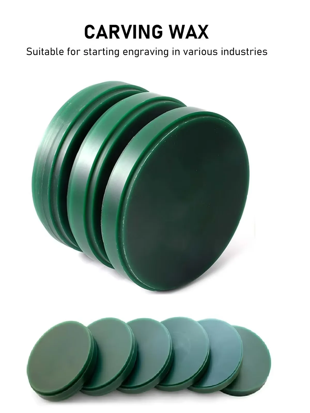 10/12/14/16/18/20mm 3D Hard Green Wax Cake, Borderless Round Tube Wax Blank for Jewelry Ring Carving & Casting DIY Kit