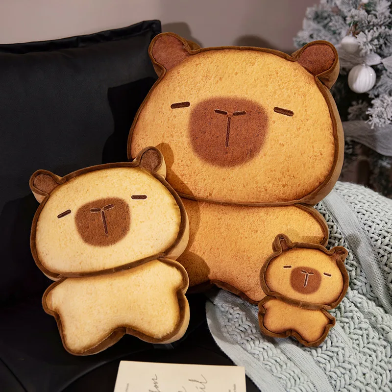 Stuffed Capibala Plush Toys Kawaii Capybara Charms For Girls School Bag Simulation Food Toast Pillow Toys Gifts For Boys Girls