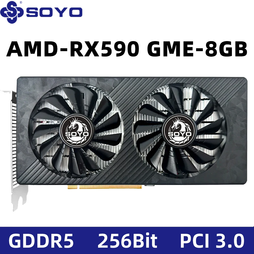 

Игровая видеокарта AMD RX 590 8 ГБ Placa De GDDR5 256 бит PCI Express 3,0 × 16 6-контактный графический процессор Radeon серии rx590 SOYO
