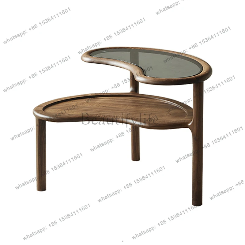 

North American black walnut sofa edge Italian minimalist solid wood double-layer corner several household