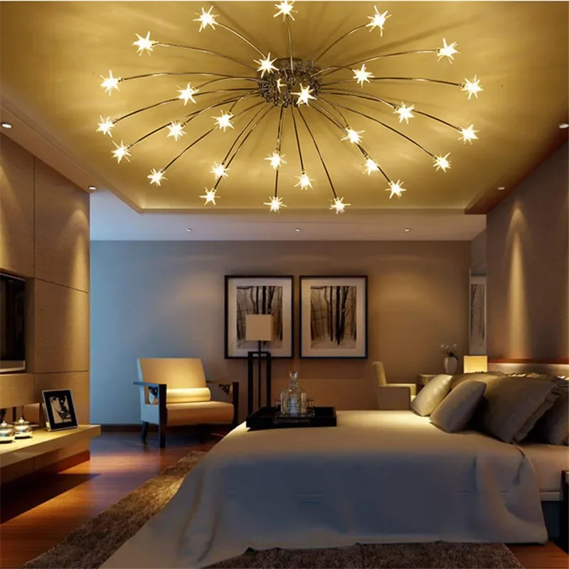 

Modern Chandeliers for Living Room Led Lamp Nordic Design Light Fixtures Bedroom Kitchen Foyer Decor Home Lighting Chrome Metal