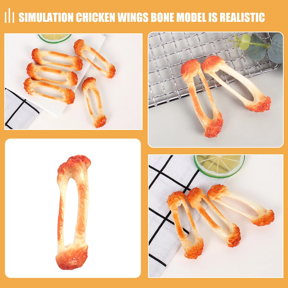 

3 Pcs Chicken Simulation Food Prop Wings Model Realistic Fake Showcase Pvc
