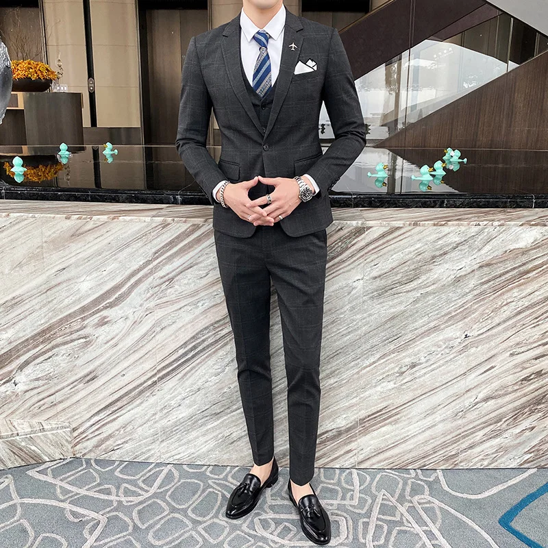 Men's business casual slim fit three piece suit25