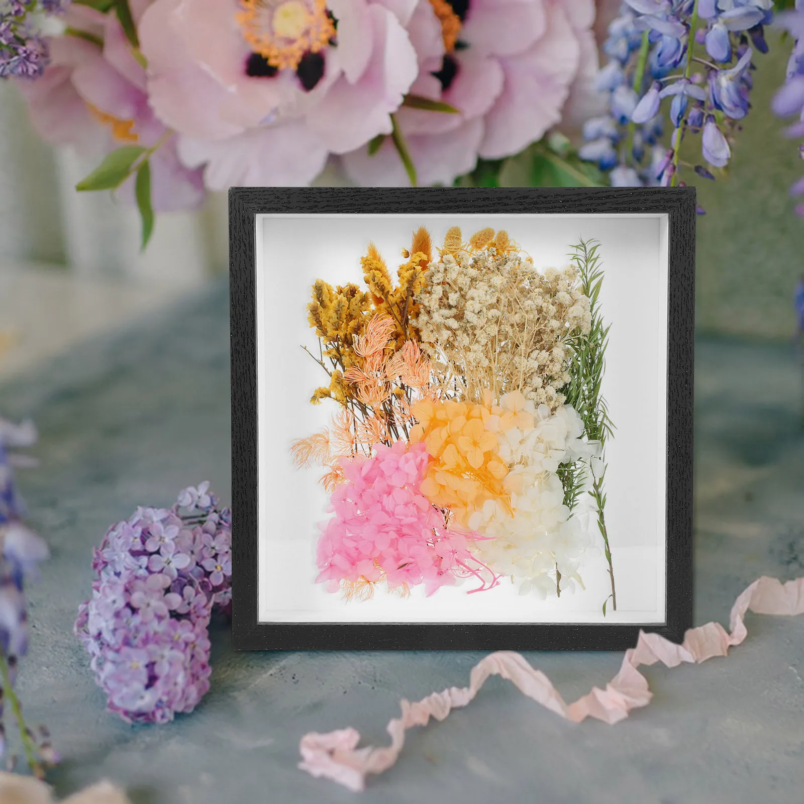 

Dried Flower Frame Hollow Design Diy Specimen Display Stand Acrylic Density Board Wall Mount Desktop Picture Frame For Home