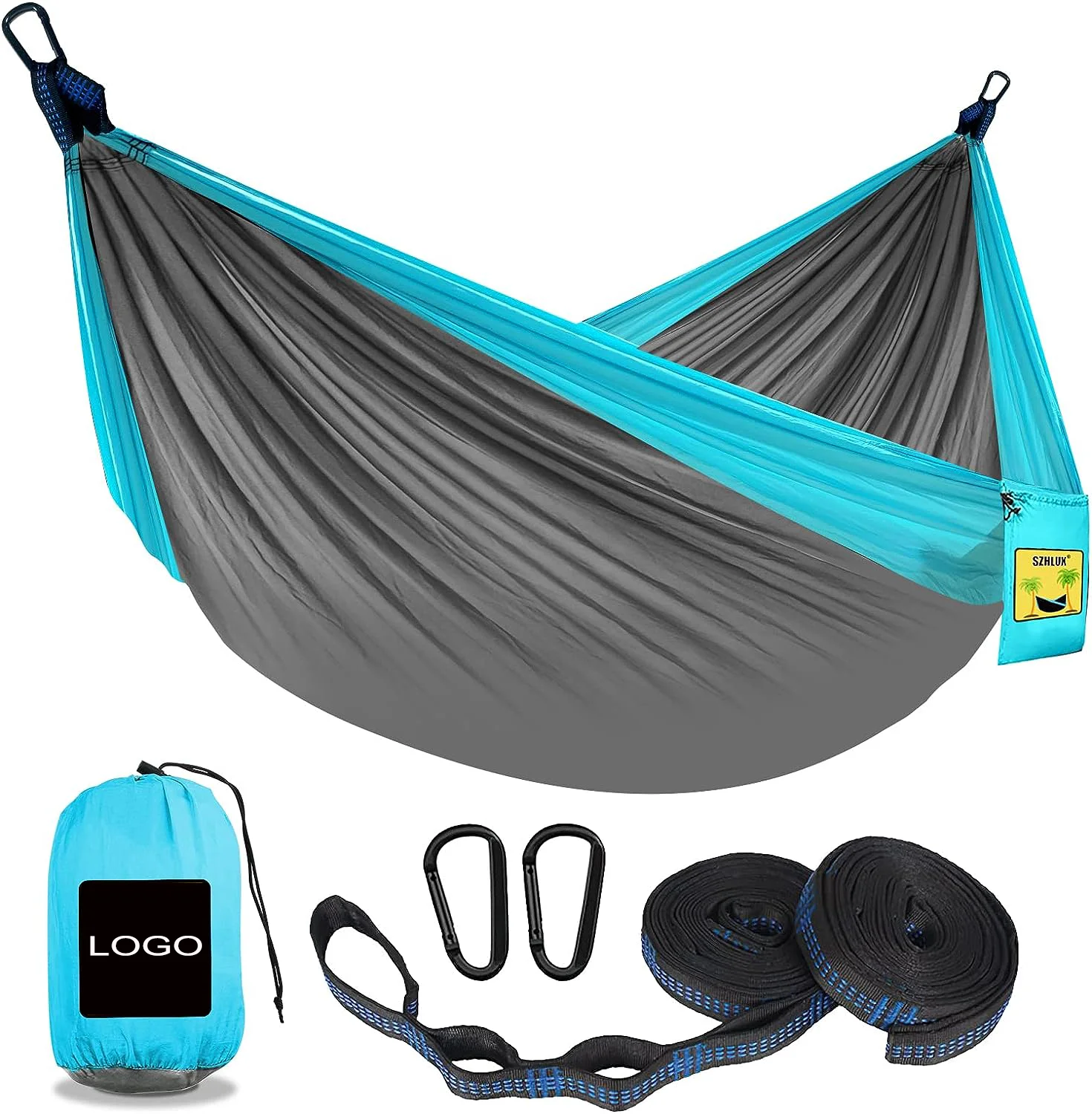 Custom Double & Single Travel Camping Hammock Lightweight Portable Outdoor Nylon Hammocks With Tree Straps