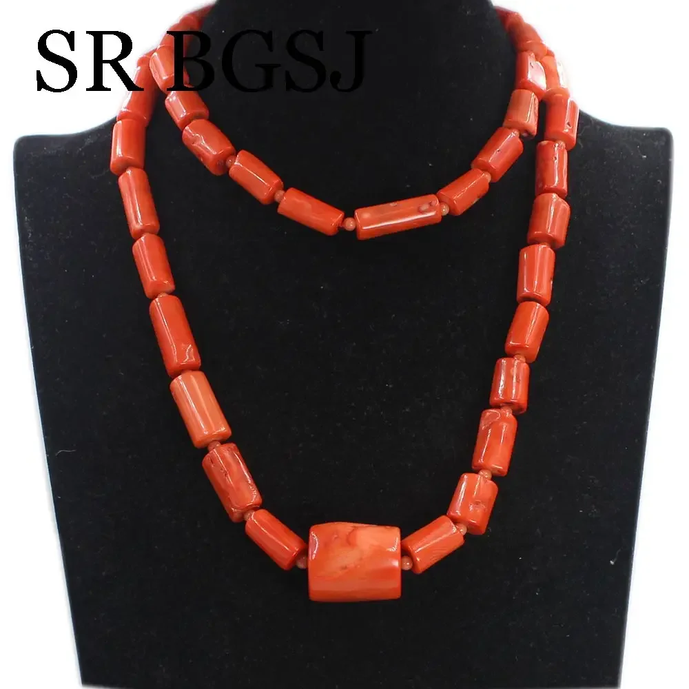 10-14mm 38-48inch Punk Jewelry Trendy Orange Long Sweater Pendant Genuine Natural Coral Necklace