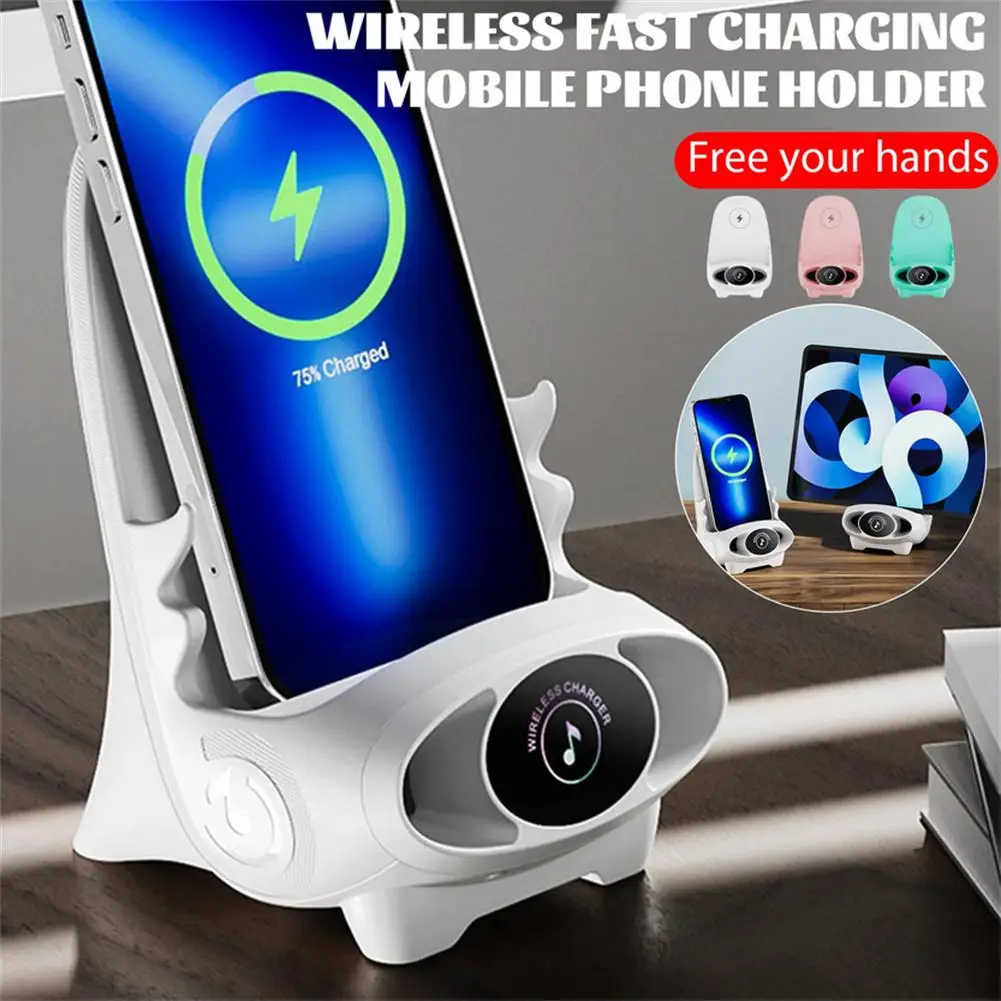 2023 V8 Wireless Fast Charging Charger Stand Holder Unique Mini Chair Shape Ergonomic Mobile Phone Desktop Station Phone Holder