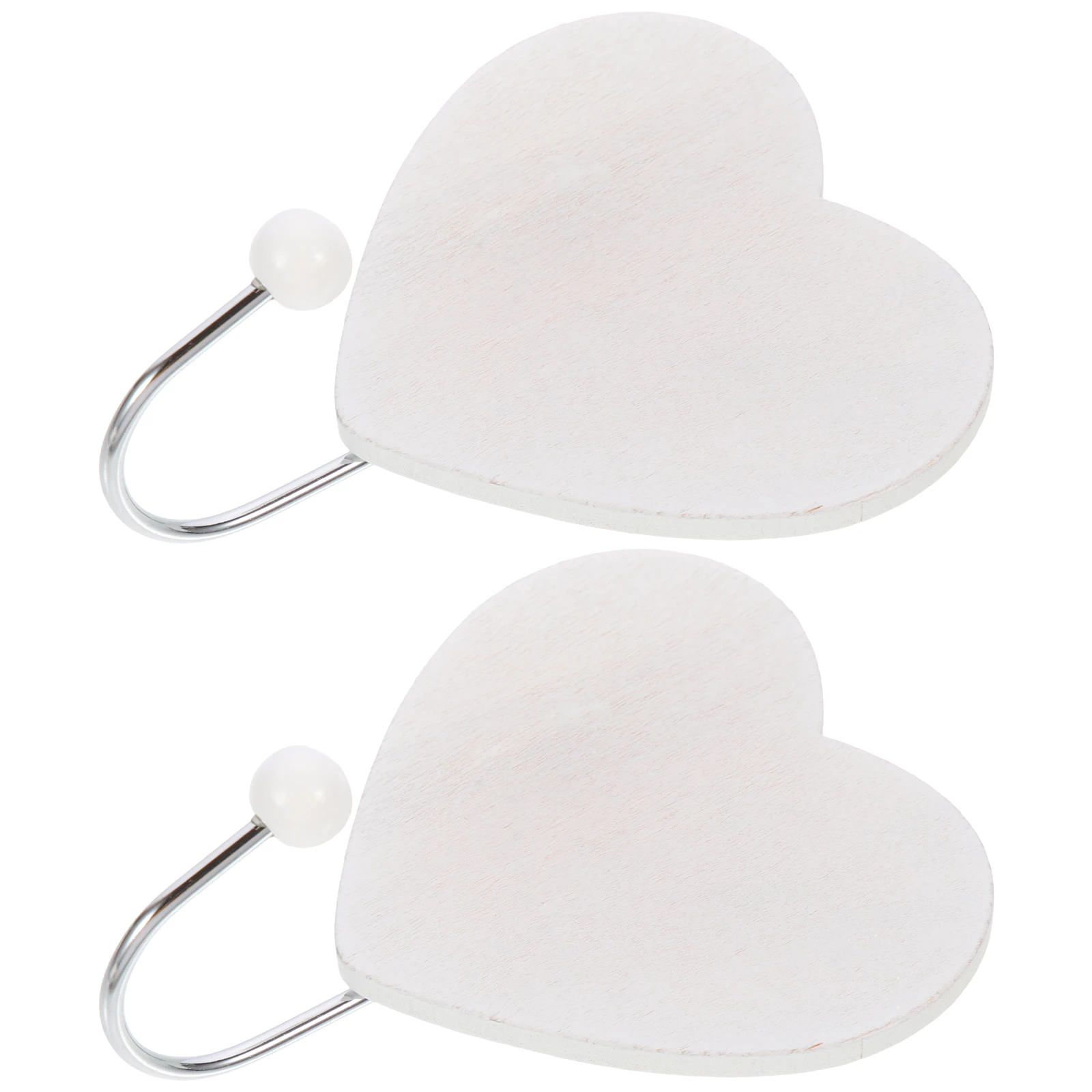 

2pcs Heart-shaped Wall Hooks Decorative Hanging Hanger Wooden Storage Bathroom Bedroom Kitchen Organizing Smooth Surface