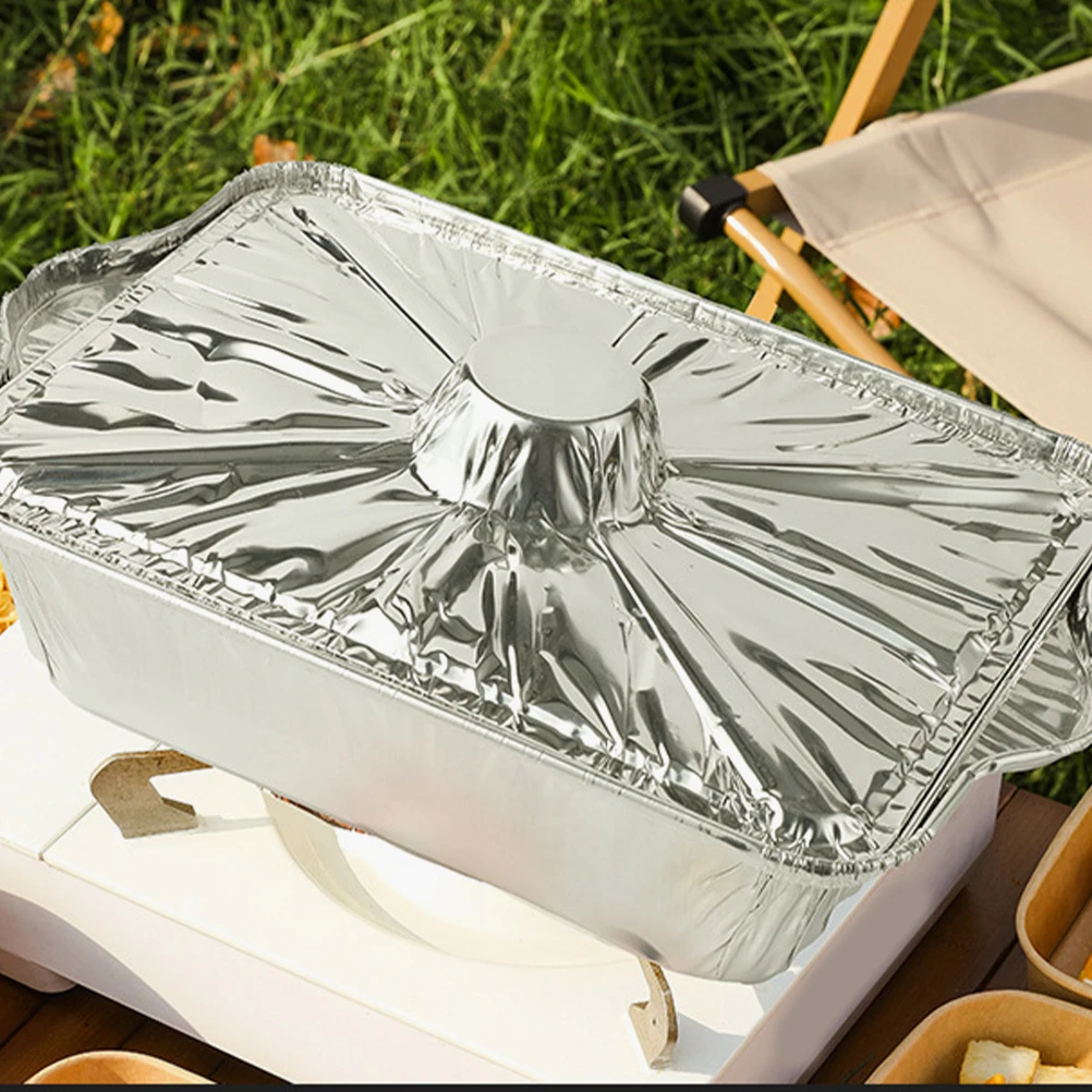 

2Pcs Square Tinfoil Cooking Pot Disposable Foil Pan Camping Barbecue Outdoor Food Baking Grill Vegetables Meat Fruits Storage