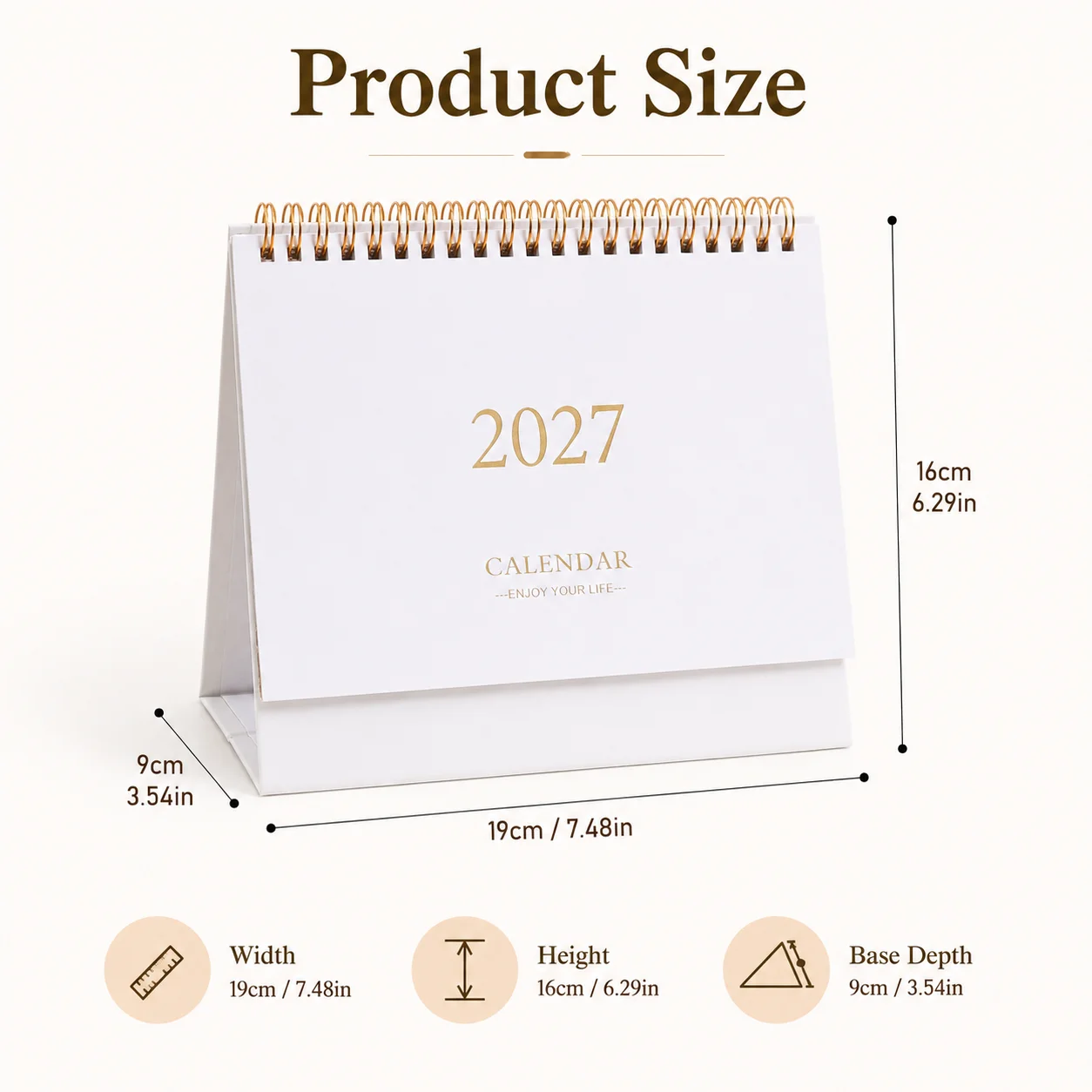 2027 Standing Desk Calendar Spiral Bound Desktop Calendar Simple Table Planner for Office Home School Daily Organization
