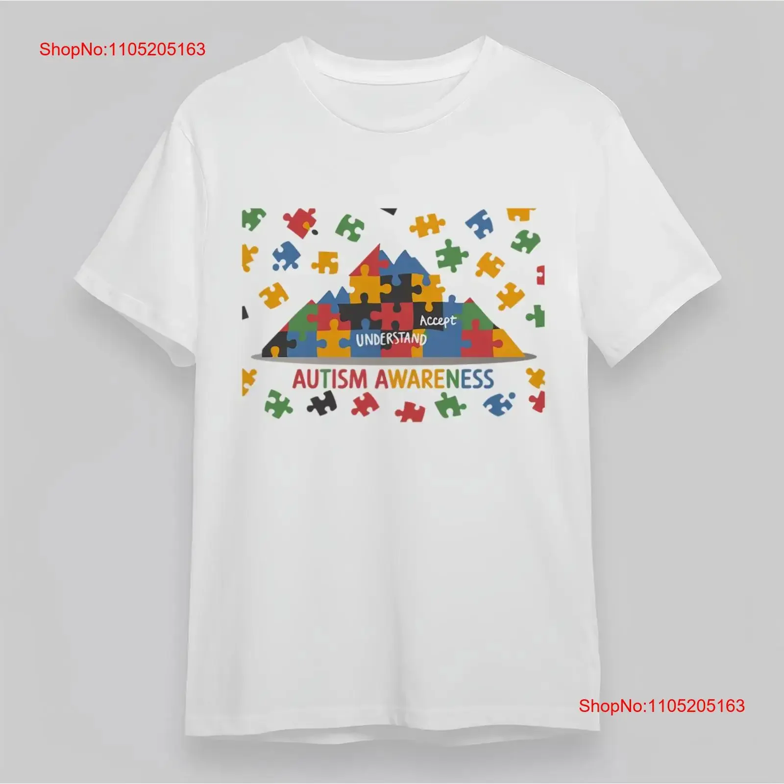 Women's Comfortable Trend Classic T Shirt Puzzle Mountain Autism Awareness vintage Washed Versatile Breathable fashion Casual