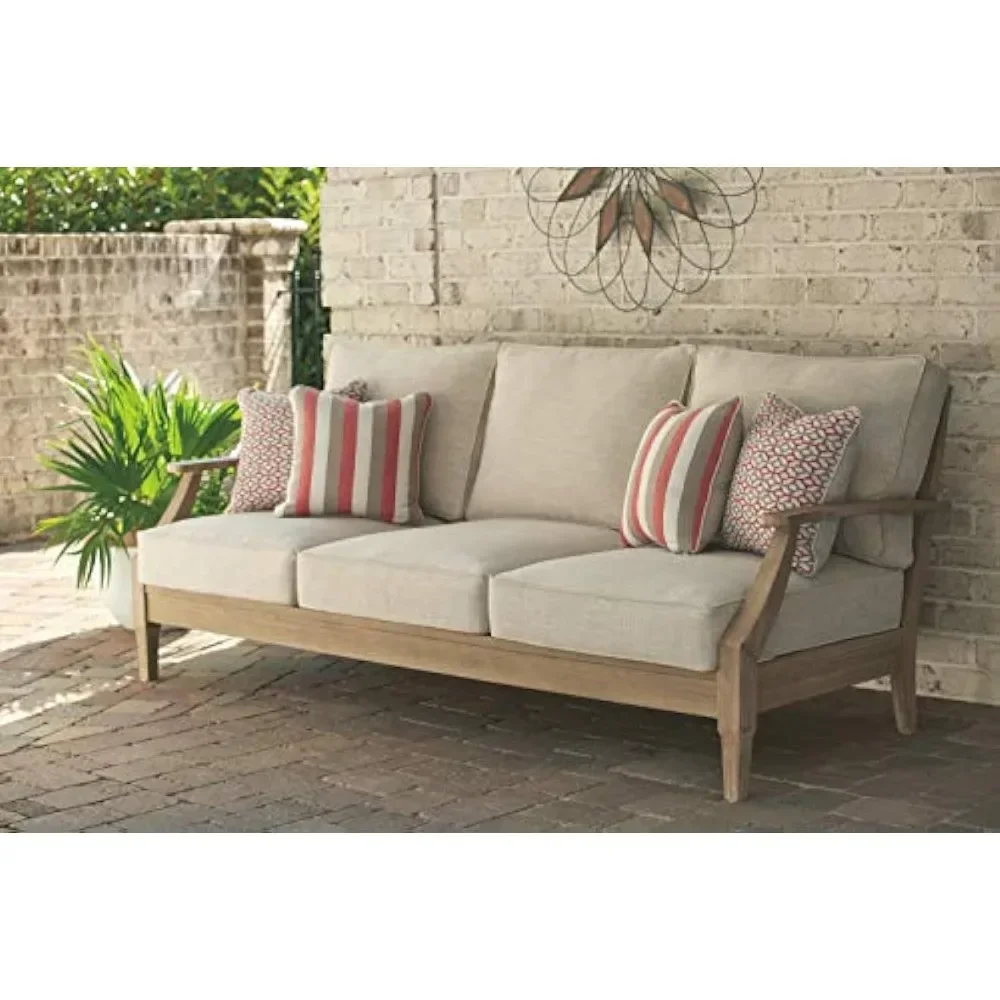 

Garden sofa, outdoor terrace eucalyptus tree sofa with cushion, can be used for outdoor sofas in swimming pools and backyard