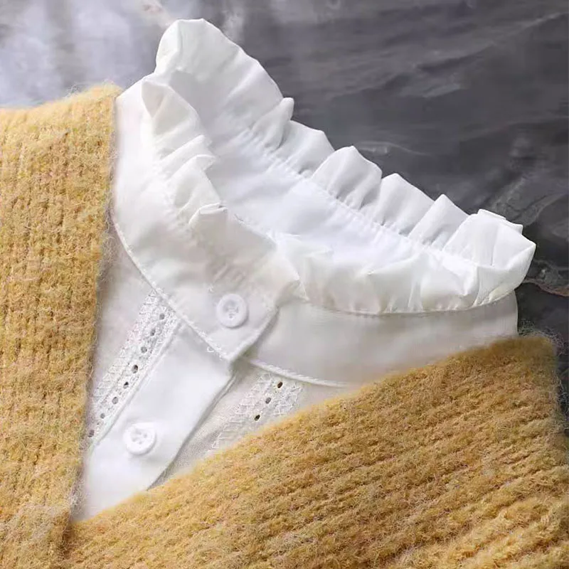 الأبيض الجوف الأزهار وهمية طوق المرأة انفصال الياقات التلبيب قميص أبيض كاذبة طوق نصف قميص الإناث اكسسوارات الرقبة ديكور