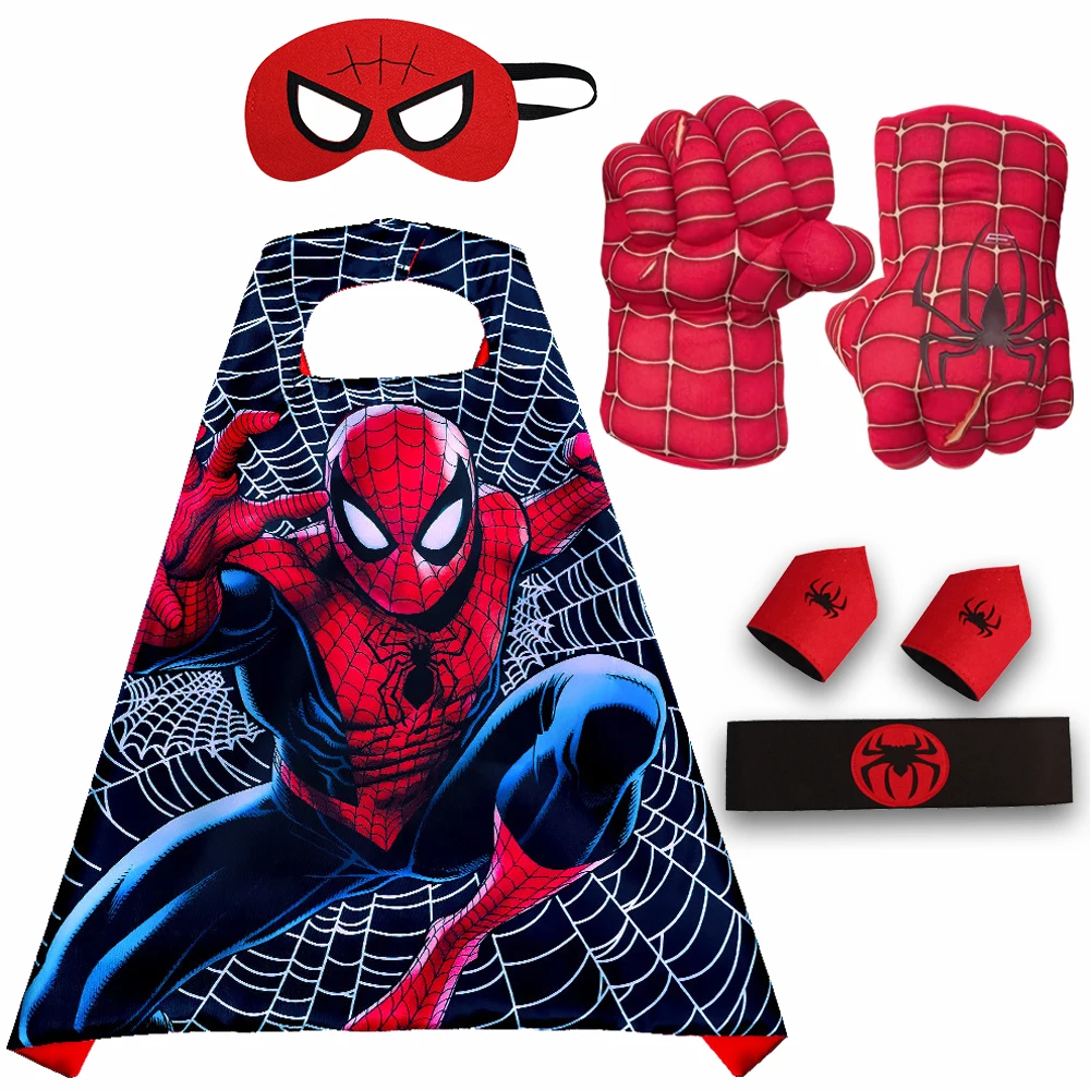 Marvel Superhero Hunk Halloween Clothes for Spiderman Cosplay Costume Gloves Spider Man Mask Cape Cloak Waistband Anime Customer