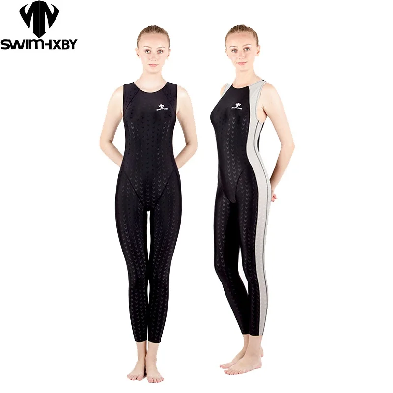 HXBY Swimsuit Plus Size Swimwear Women Racing Competitive Swimming Competition Sharkskin Professional Training Female Bodysuits