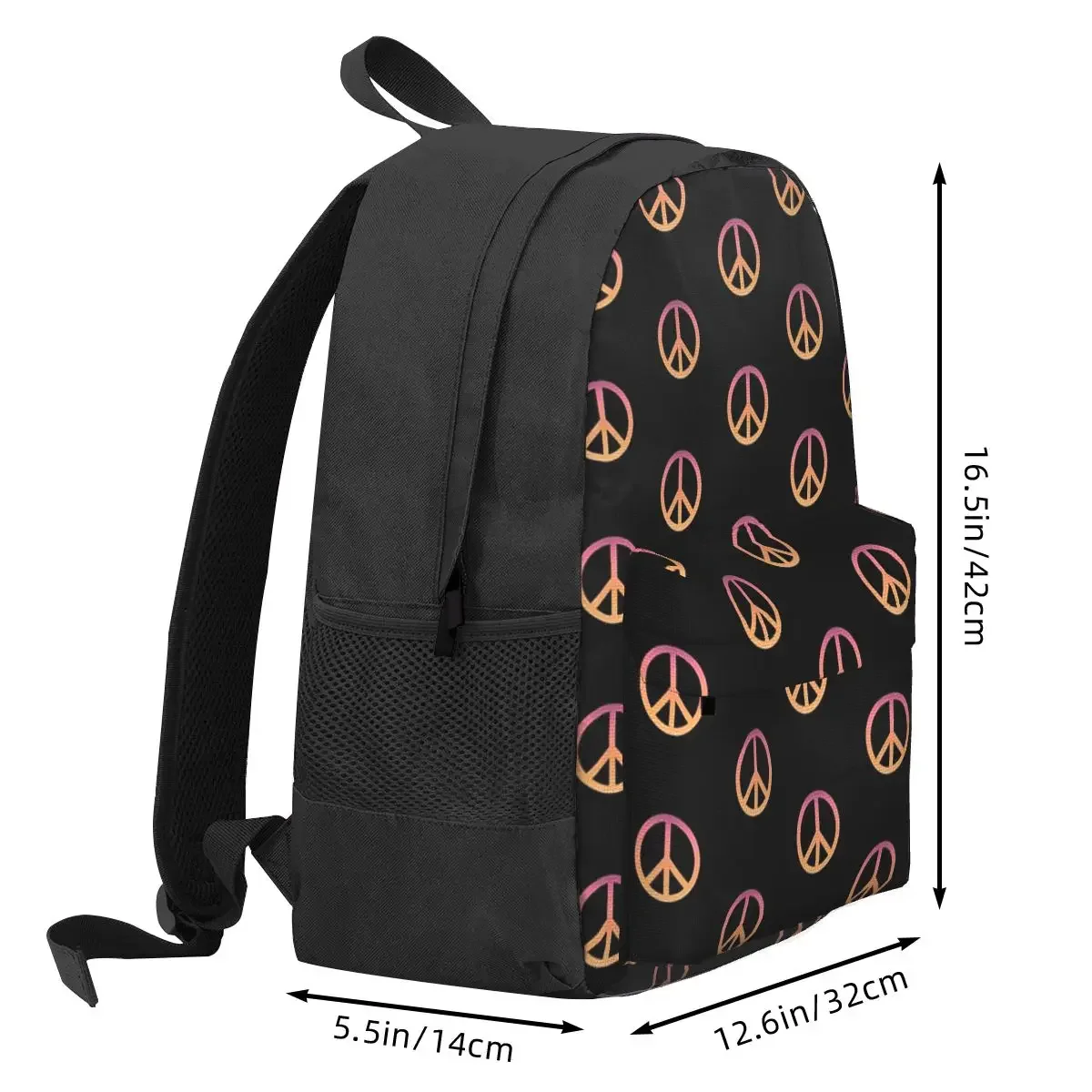 Mochila con símbolo de signo de la paz degradado para niños y niñas, mochila escolar para estudiantes, mochila para computadora portátil, bolso de hombro