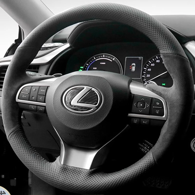 DIY Hand Stitched Car Steering Wheel Cover For Lexus ES300h ES350 2016-2018 black antiskid Carbon Fiber suede Car Accessories