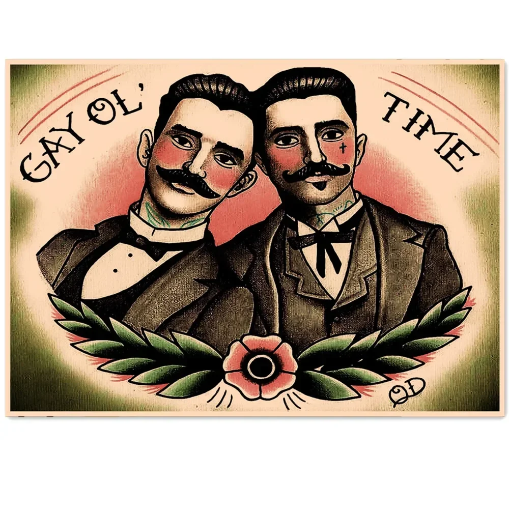 Retro Kraft Paper Print Art Painting Wall Sticker Beautiful Tattoo Art Pictures Vintage Poster and Prints Barber Shop Home Decor