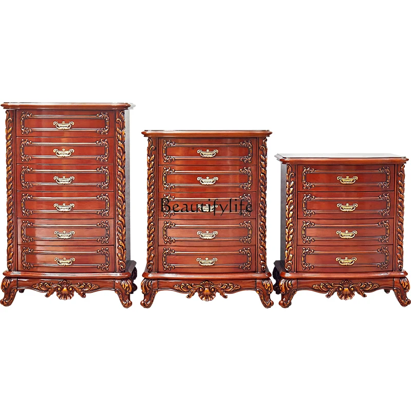 

American Style Villa Solid Wood Carved Locker Bedroom Collection and Storage Cabinet