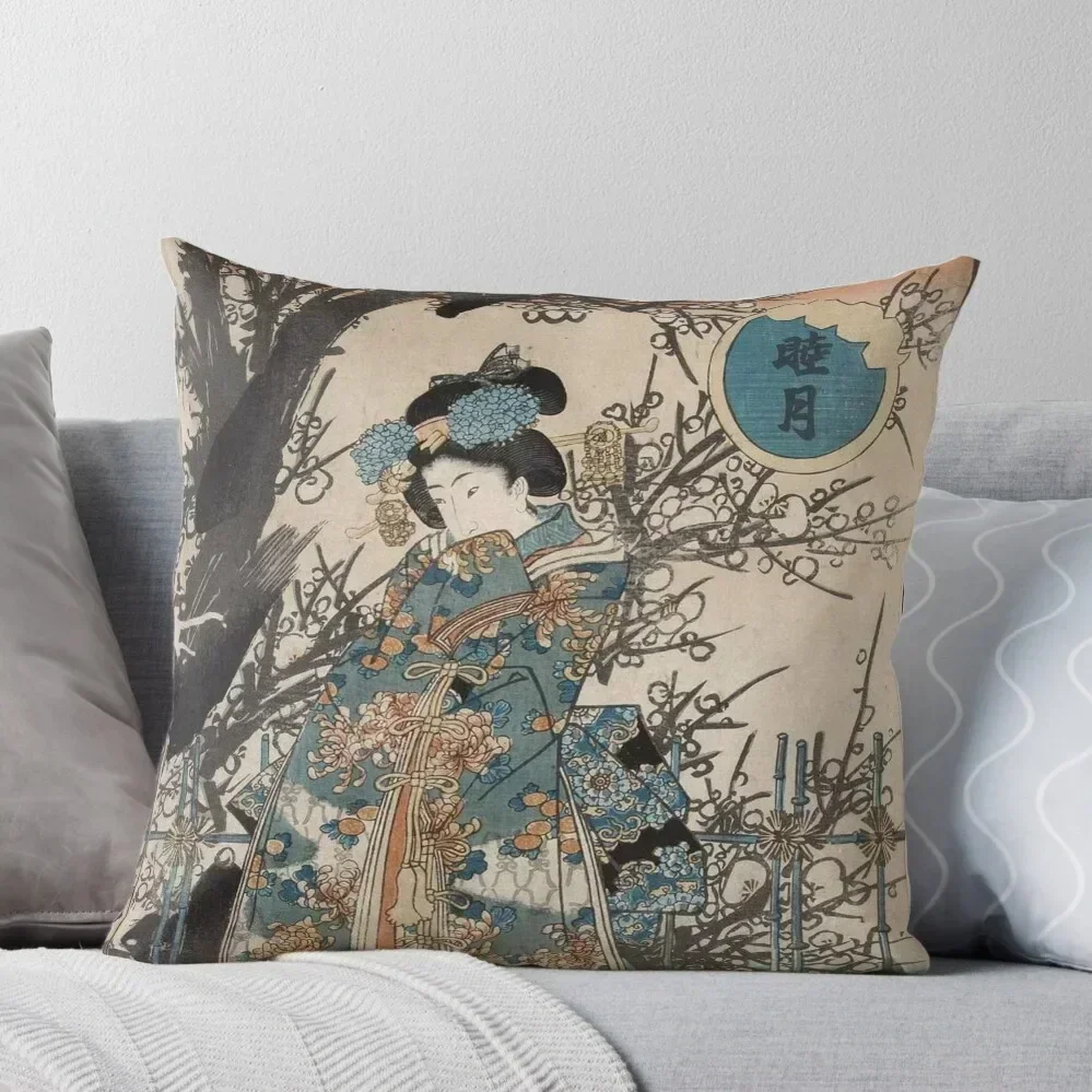 

Classic Vintage Ukiyo-e Japanese Art Geisha Portrait Throw Pillow New year Decorative Cushions For Living Room pillow