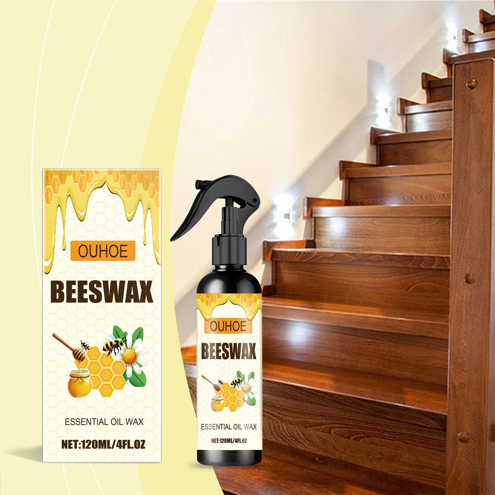 

Natural Beeswax Care Spray Restorer Furniture Brightens Care Polished Wax for Regular Hardwood Floors