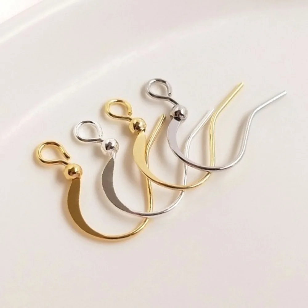 

Copper 14K Gold Color 18K Real Gold Flat Ear Hook DIY Earrings Jewelry Hook Clip Ear Hook Handmade Accessories Material