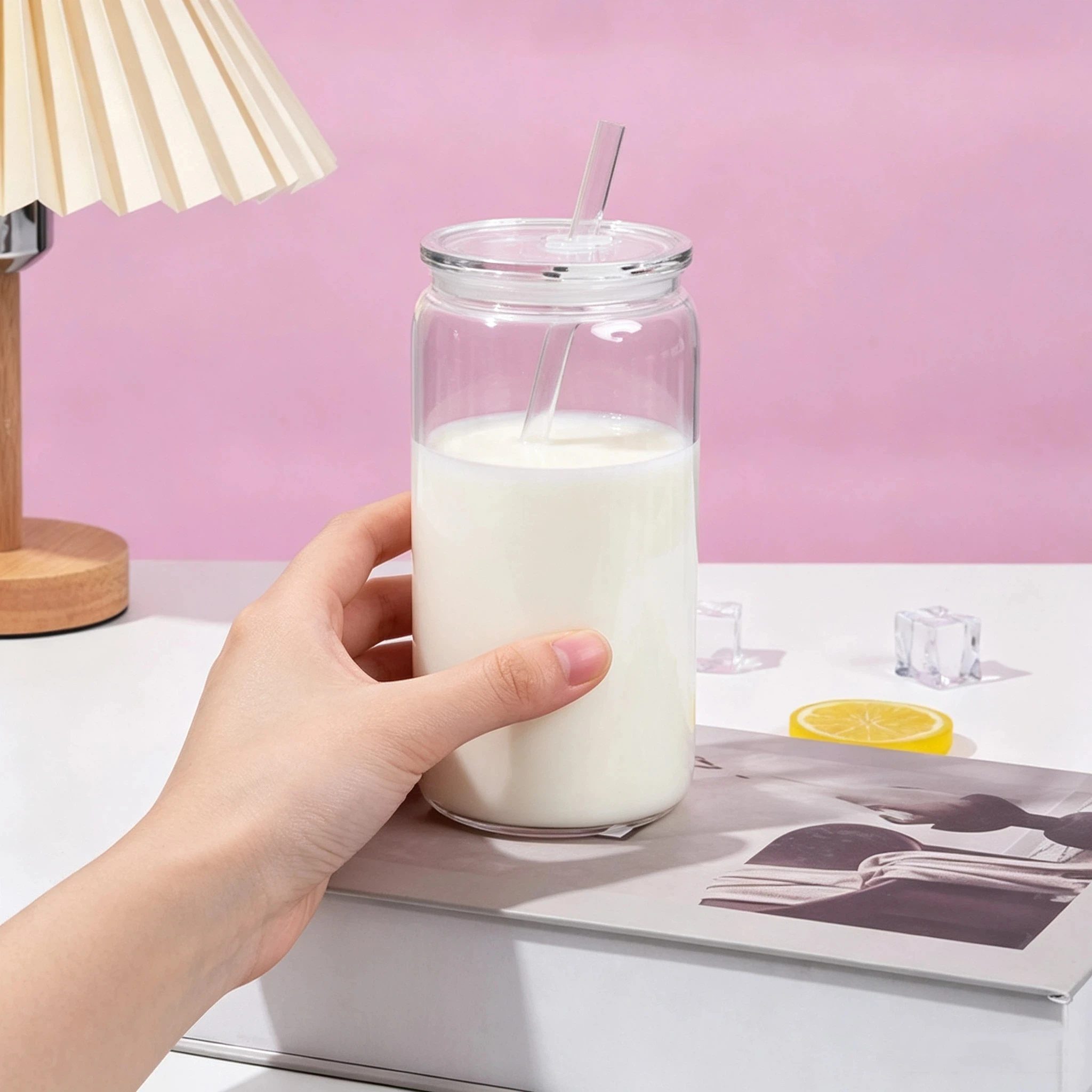 Vaso de plástico transparente con tapa y pajita, vaso para café helado en lata, vaso informal transparente portátil para exteriores, vaso con pajita para refrescos.